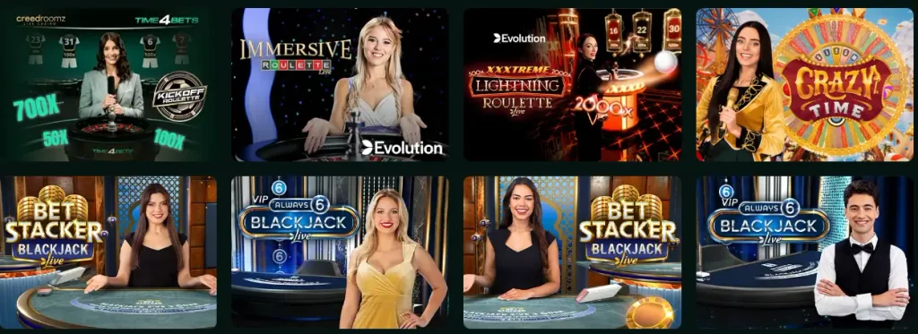 Time4Bets live casino tables and game lobby