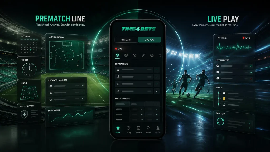 Time4Bets pre-match and live betting comparison
